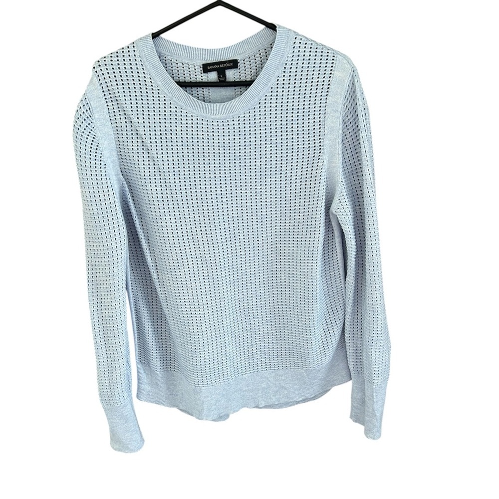 Banana Republic Light Blue Oversized Sweater Size Large See thru Knit
